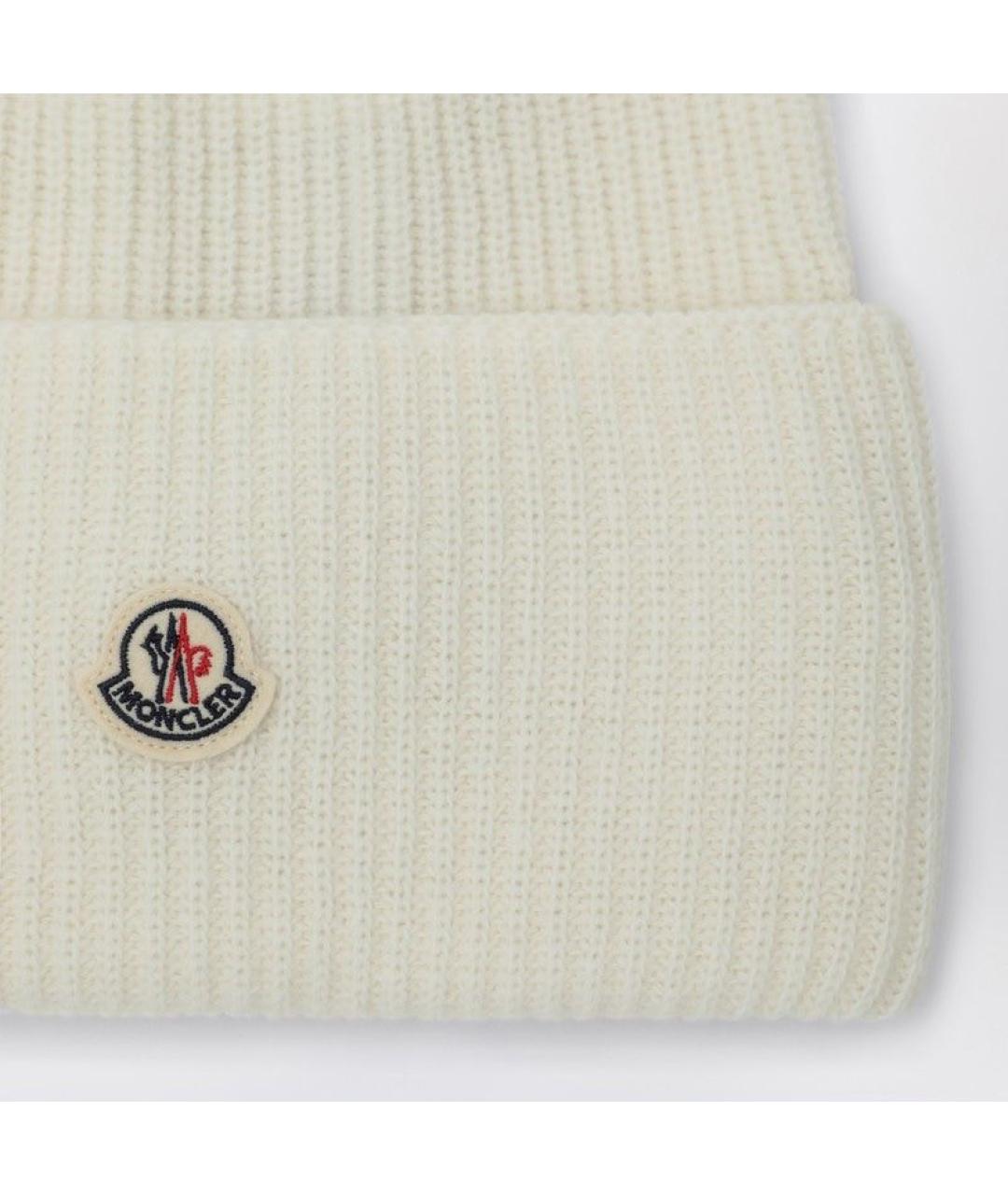 MONCLER Белая шерстяная шапка, фото 2