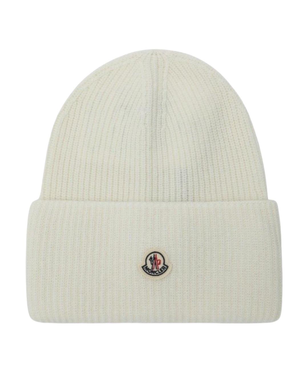 MONCLER Белая шерстяная шапка, фото 1