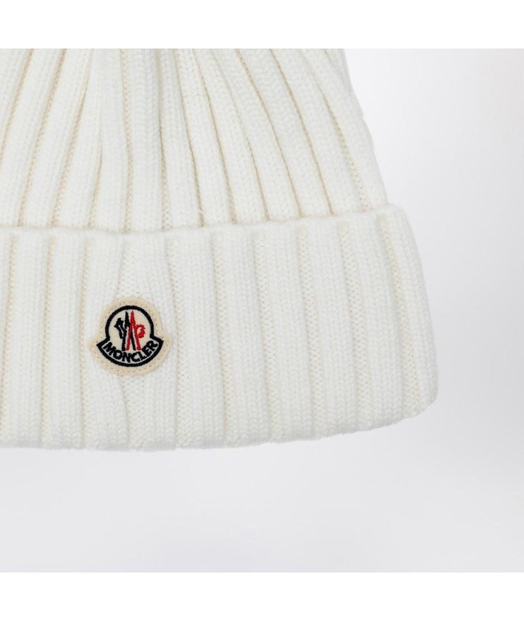 MONCLER Белая шерстяная шапка, фото 2