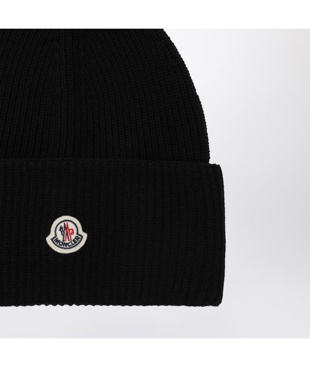 MONCLER Черная шерстяная шапка, фото 2