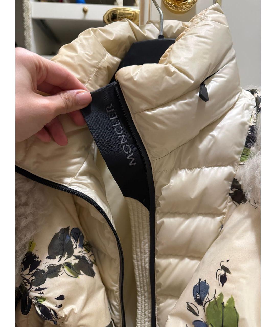 MONCLER Бежевый меховой пуховик, фото 3