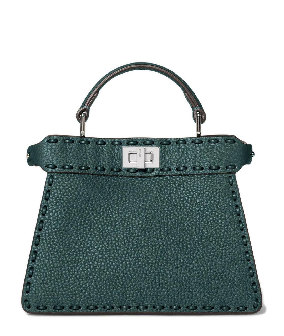 FENDI Зеленая кожаная сумка с короткими ручками, фото 1