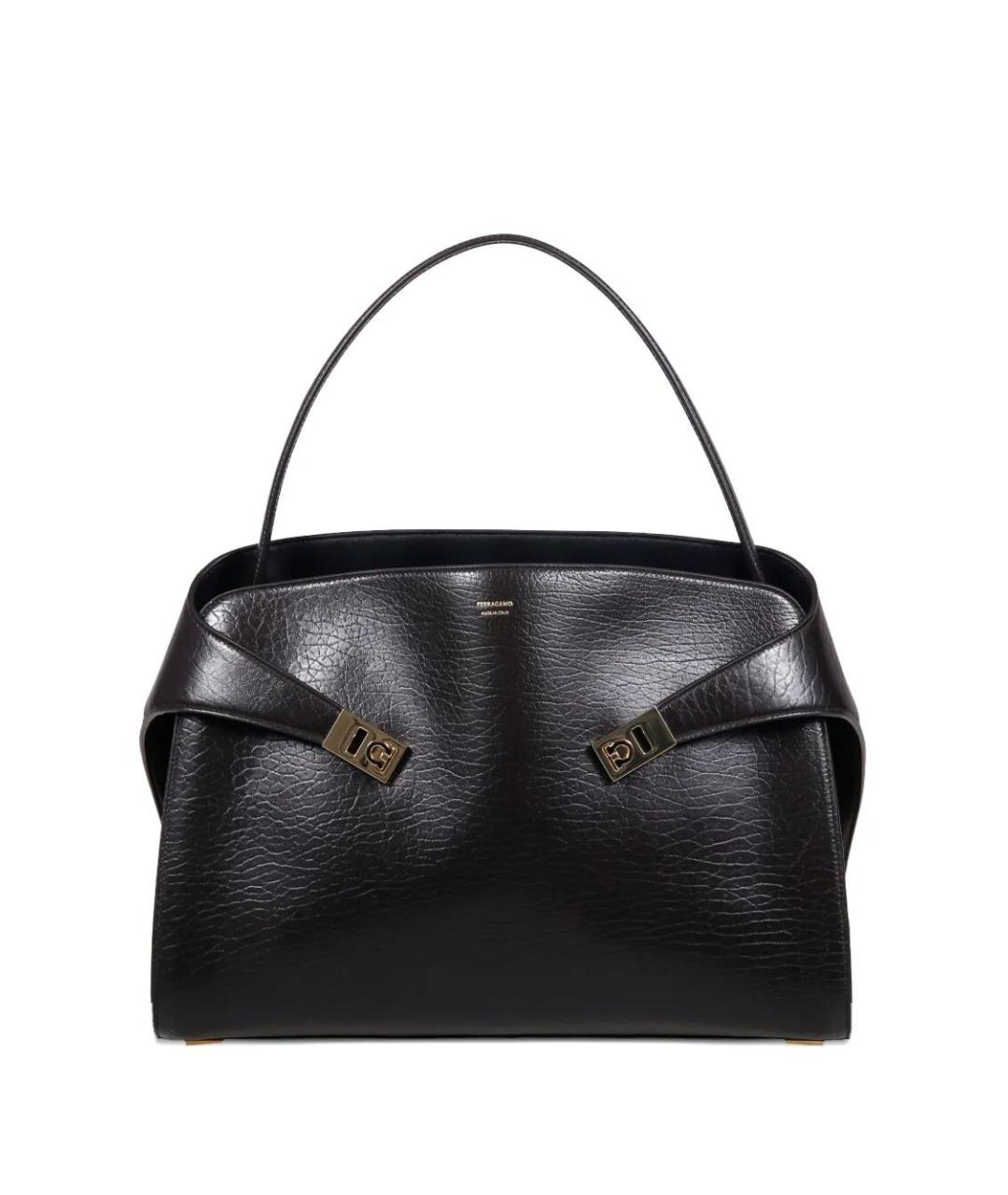 FERRAGAMO Коричневая кожаная сумка с короткими ручками, фото 1