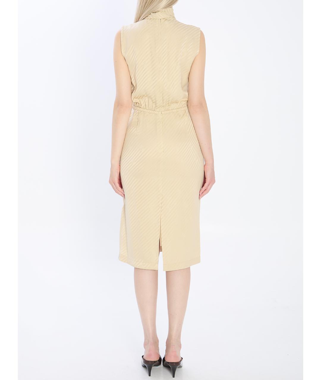 GUCCI Бежевое шелковое повседневное платье, фото 5