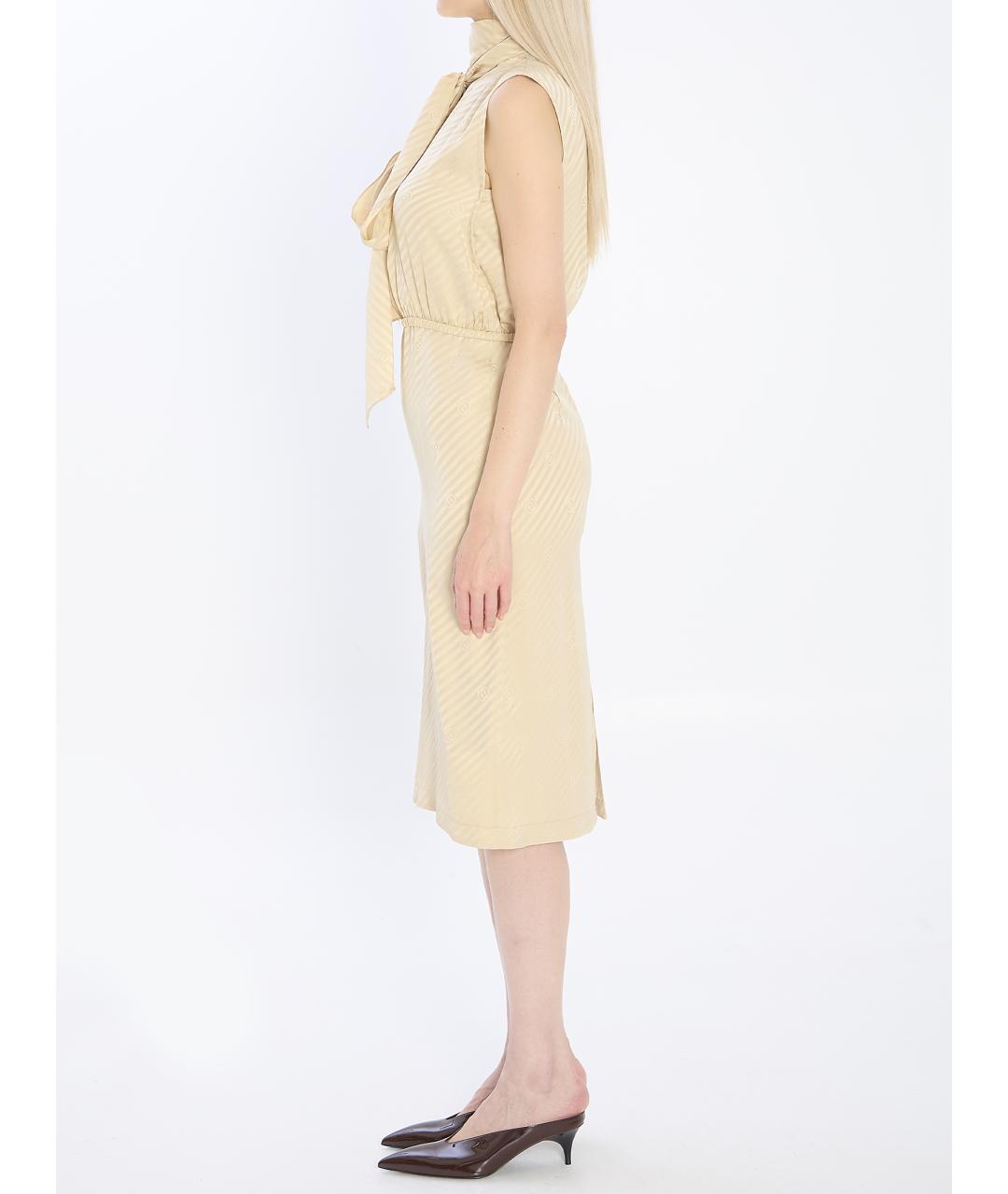 GUCCI Бежевое шелковое повседневное платье, фото 4