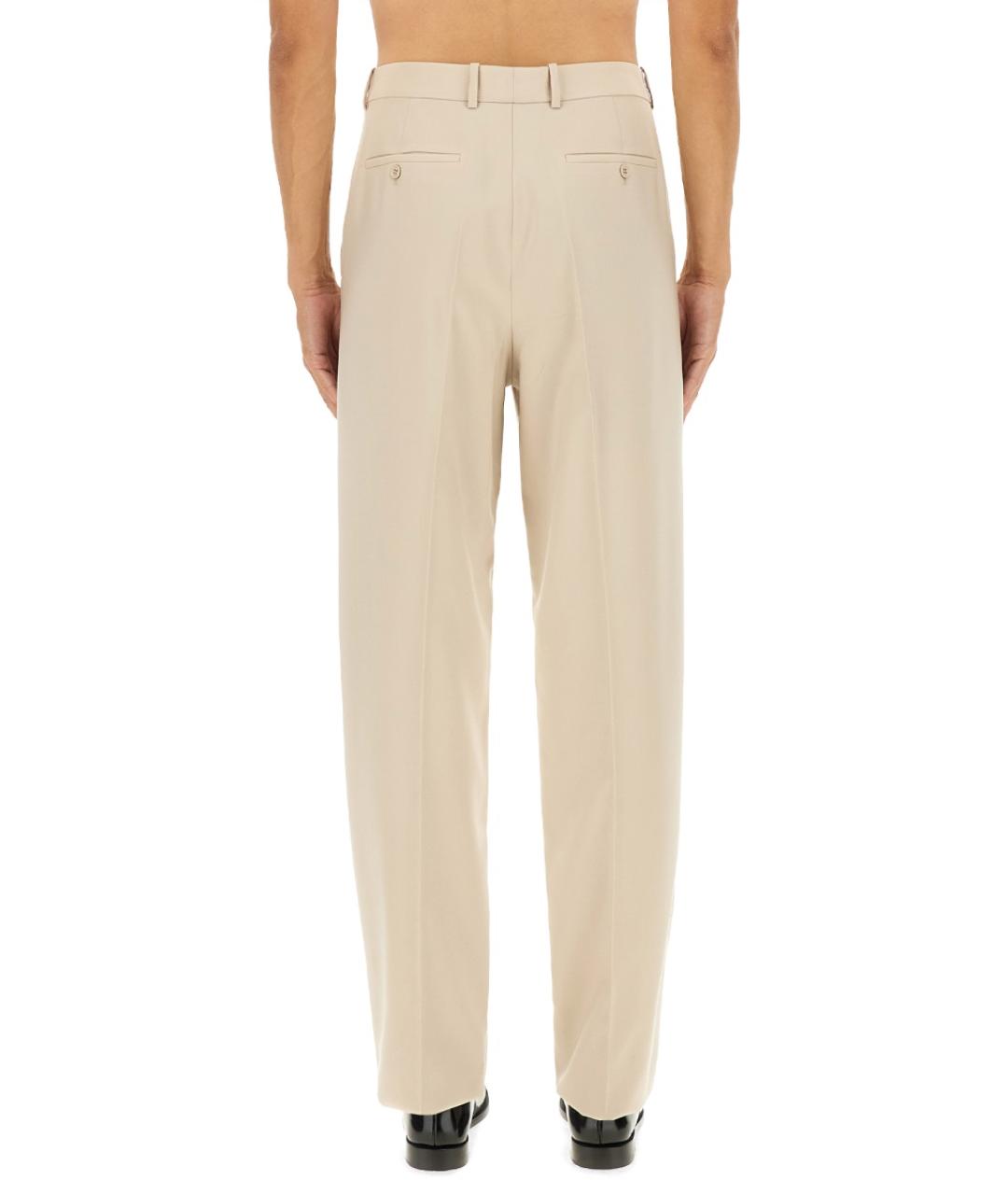 SAINT LAURENT Бежевые шерстяные повседневные брюки, фото 4