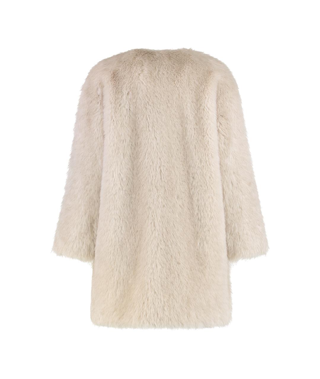 MAX MARA STUDIO Бежевая полиэстеровая шуба, фото 2