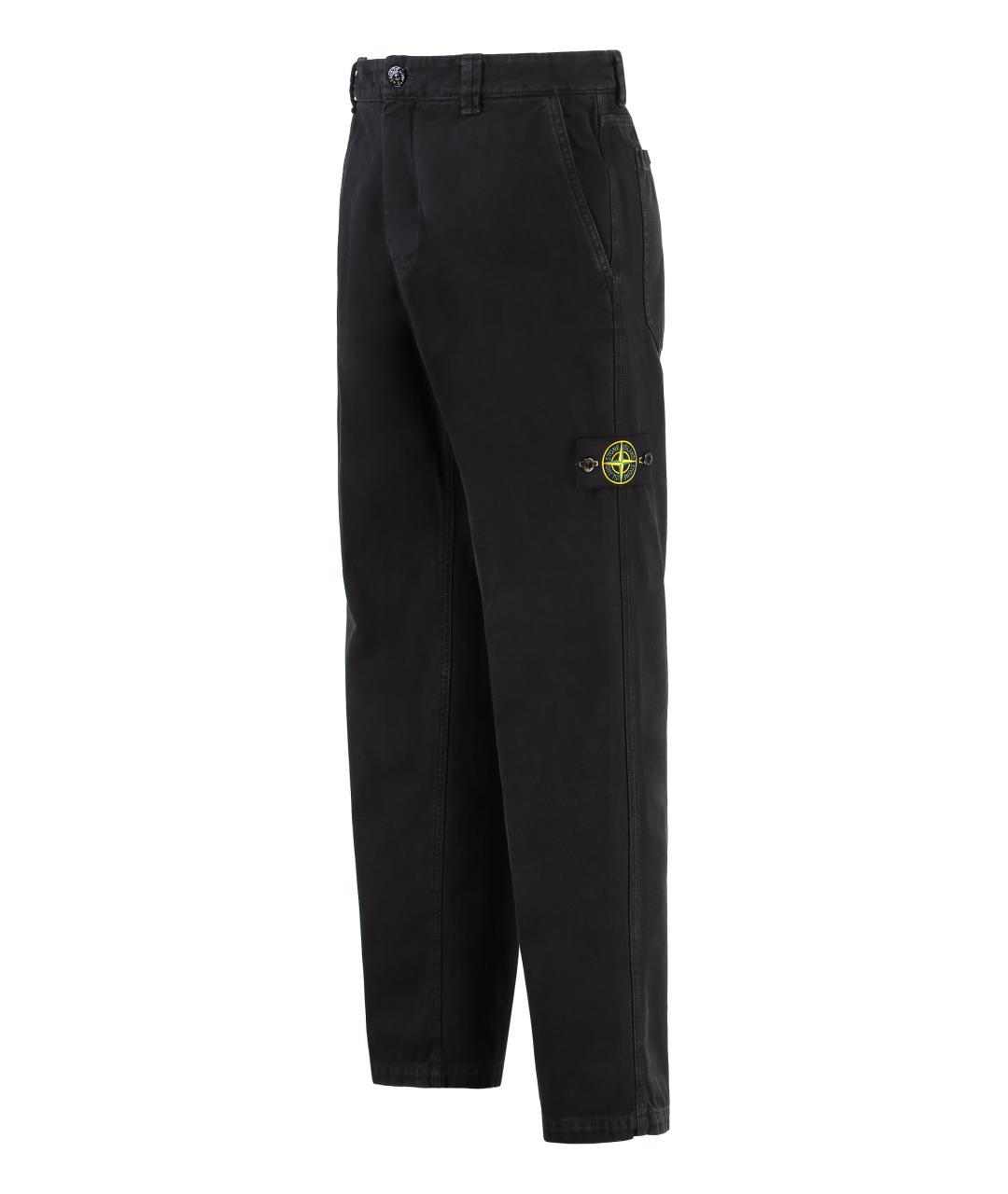 STONE ISLAND Черные хлопковые повседневные брюки, фото 3