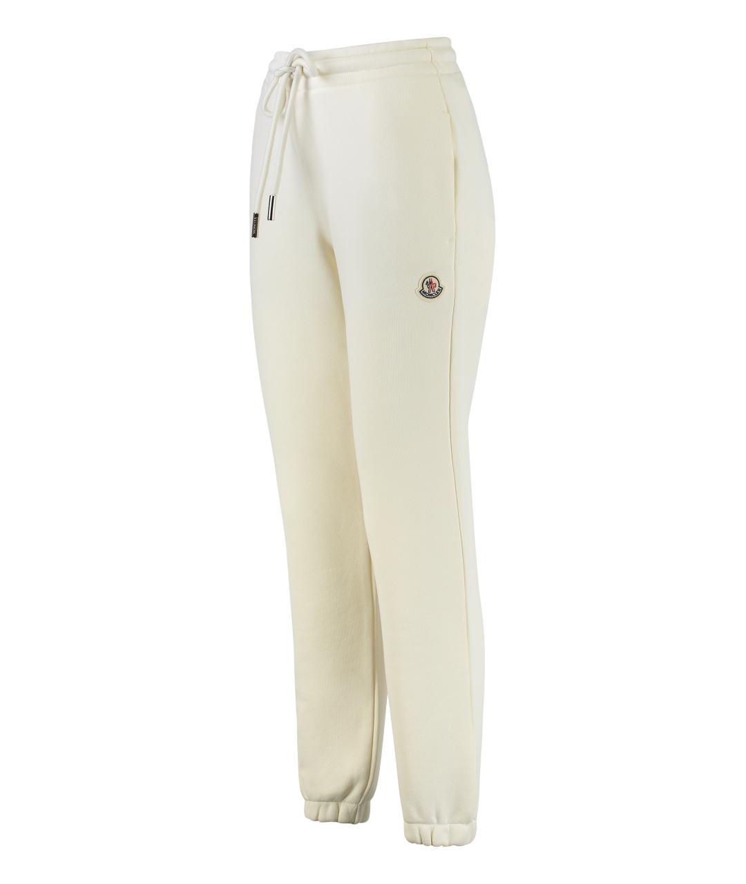 MONCLER Белые хлопковые прямые брюки, фото 3