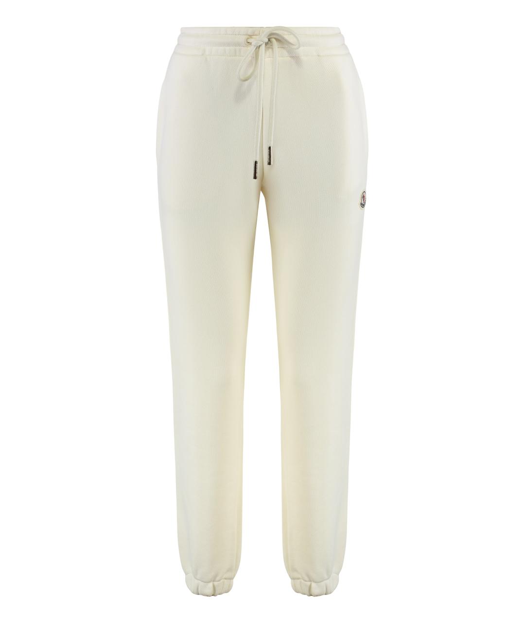 MONCLER Белые хлопковые прямые брюки, фото 1