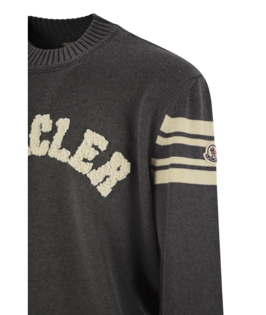MONCLER Серый хлопковый джемпер / свитер, фото 4