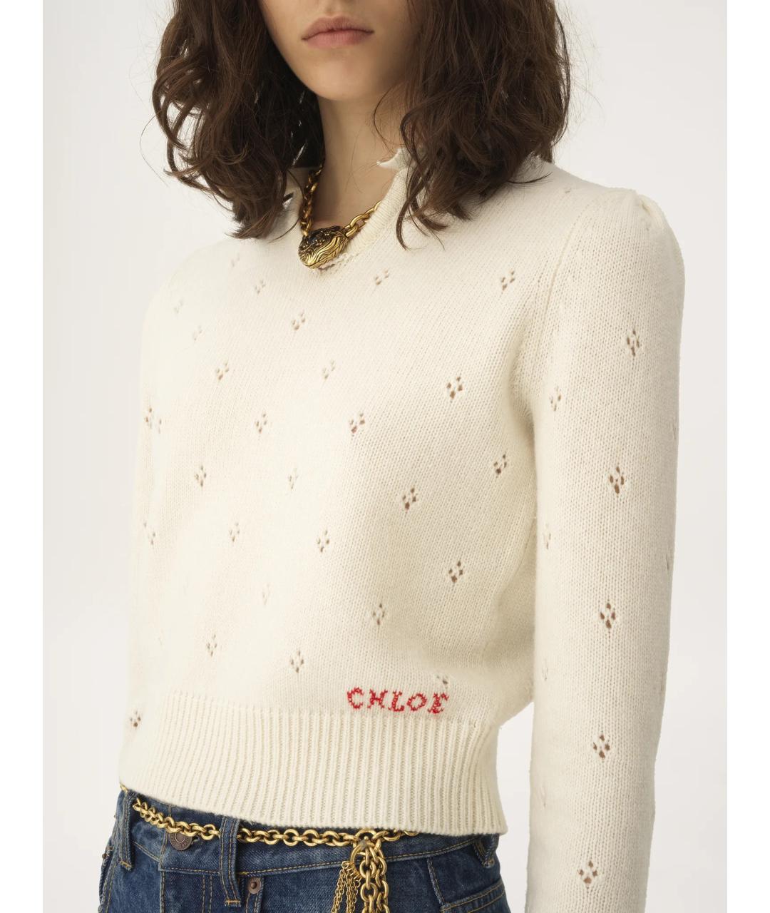 CHLOE Белый шерстяной джемпер / свитер, фото 5