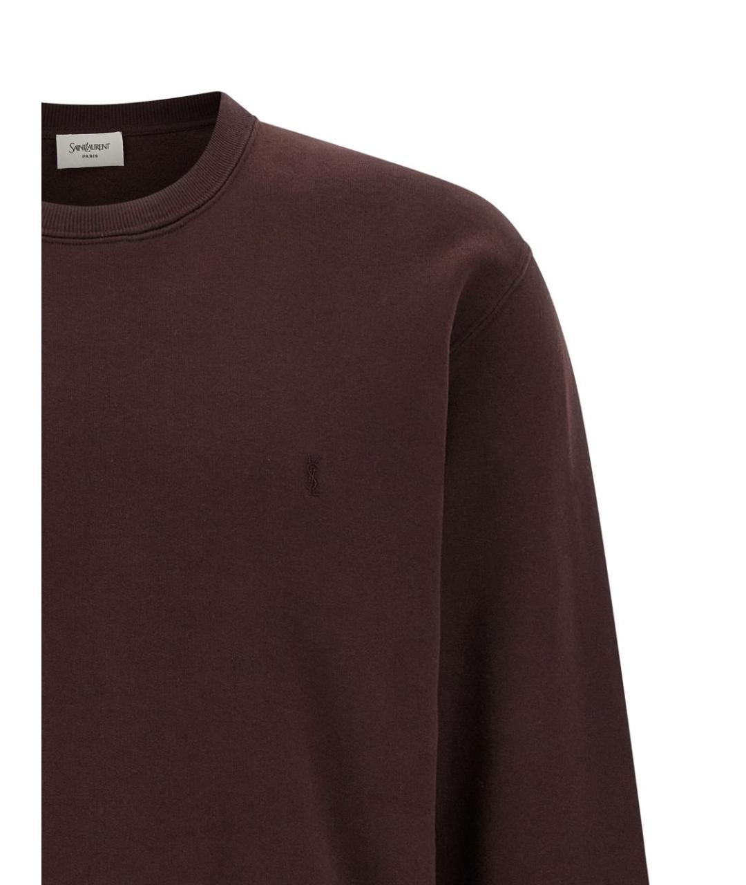 SAINT LAURENT Бордовый хлопковый джемпер / свитер, фото 3