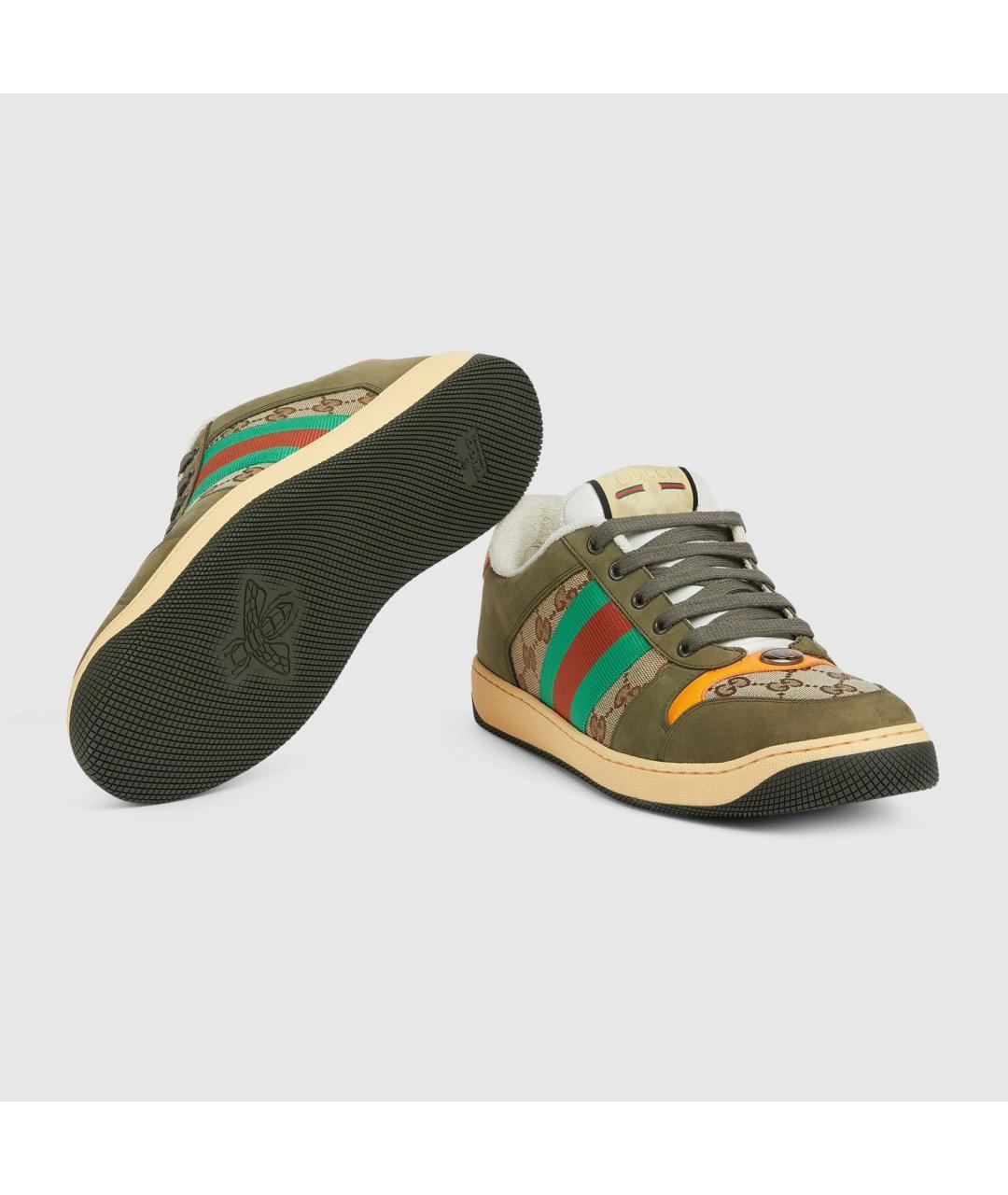 GUCCI Бежевые кожаные низкие кроссовки / кеды, фото 5