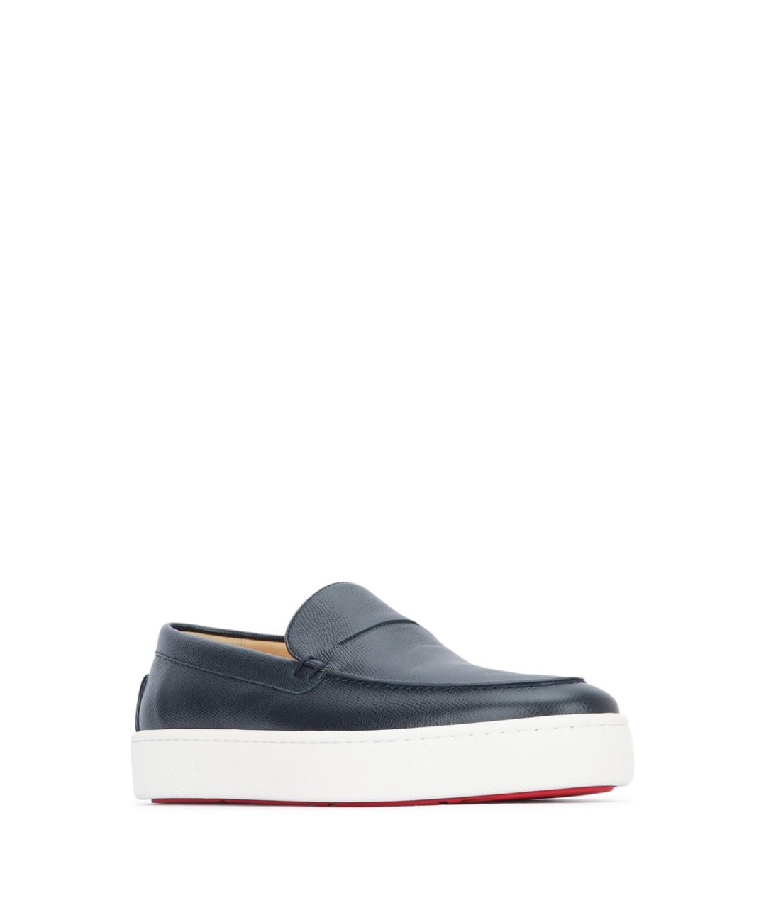 CHRISTIAN LOUBOUTIN Синие кожаные лоферы, фото 2