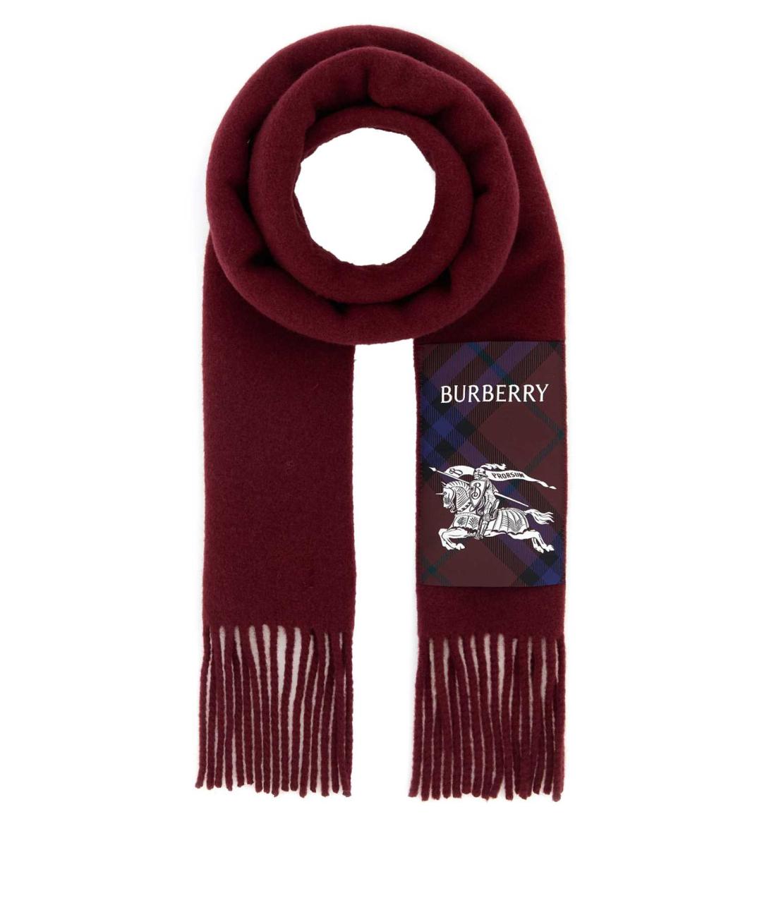 BURBERRY Бордовый кашемировый шарф, фото 1