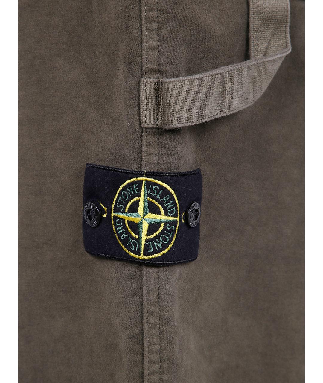 STONE ISLAND Зеленые хлопковые повседневные брюки, фото 3
