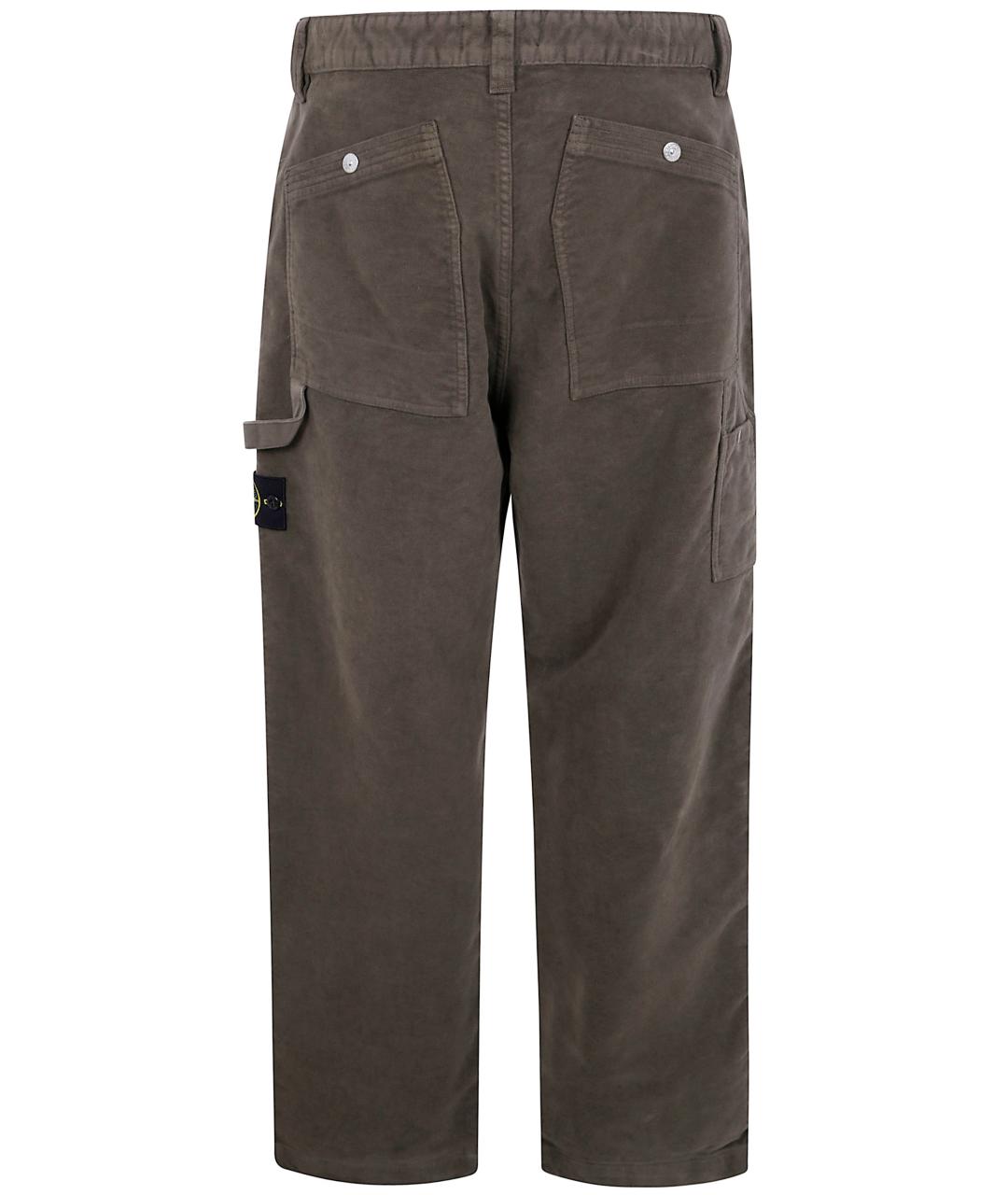 STONE ISLAND Зеленые хлопковые повседневные брюки, фото 2