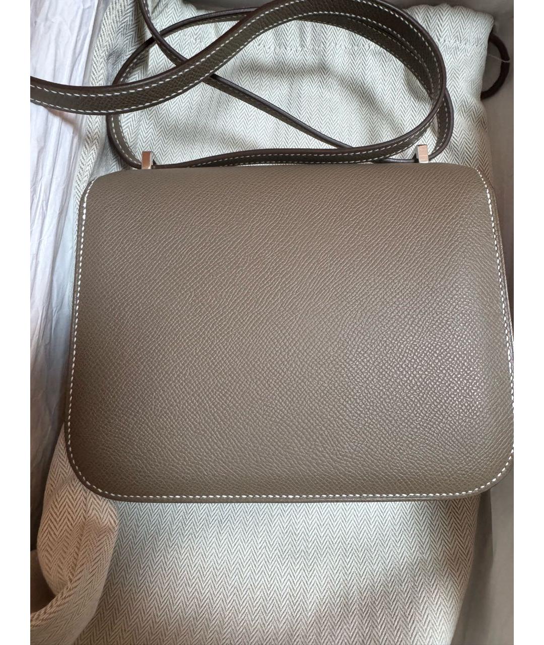 HERMES Серая кожаная сумка через плечо, фото 3
