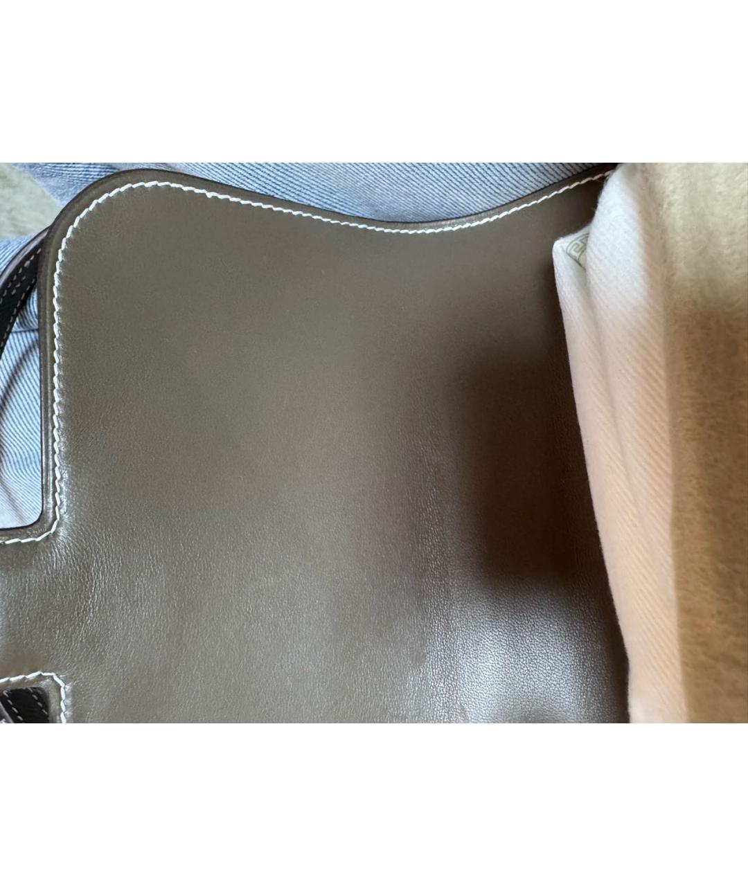 HERMES Серая кожаная сумка через плечо, фото 8