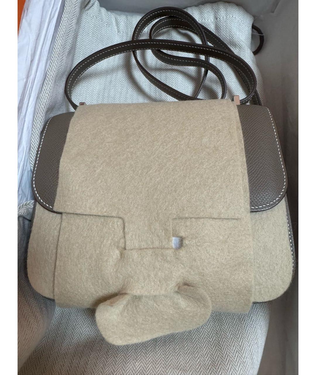 HERMES Серая кожаная сумка через плечо, фото 7