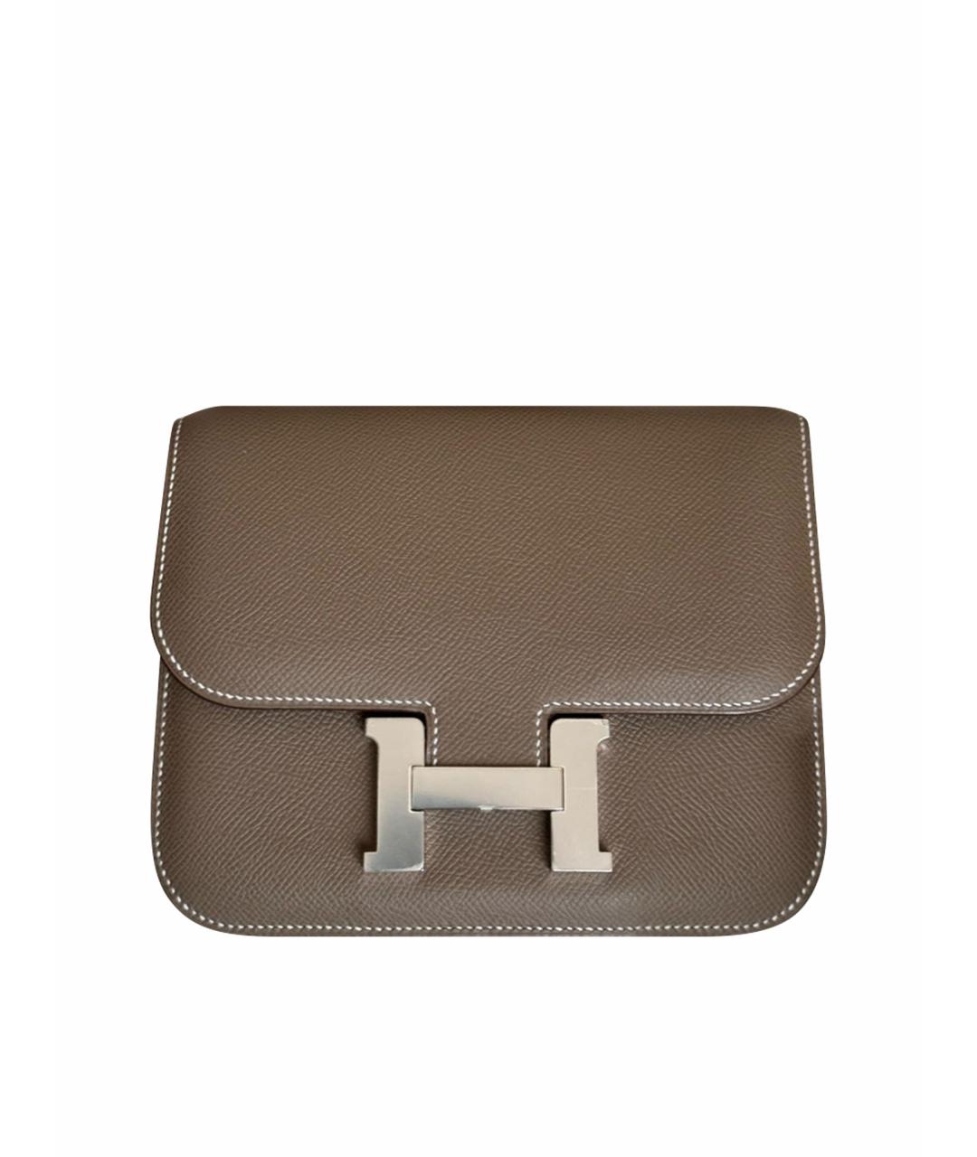 HERMES Серая кожаная сумка через плечо, фото 1