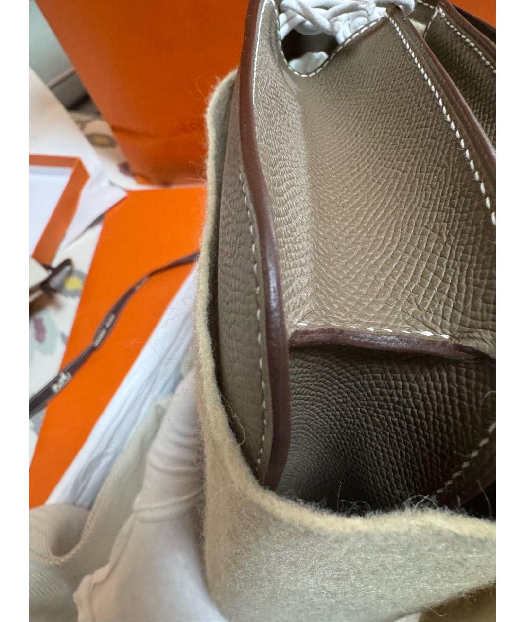 HERMES Серая кожаная сумка через плечо, фото 5