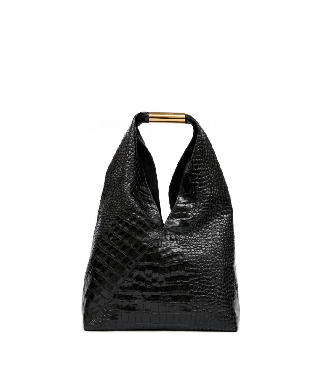 MM6 MAISON MARGIELA Черная кожаная сумка с короткими ручками, фото 1