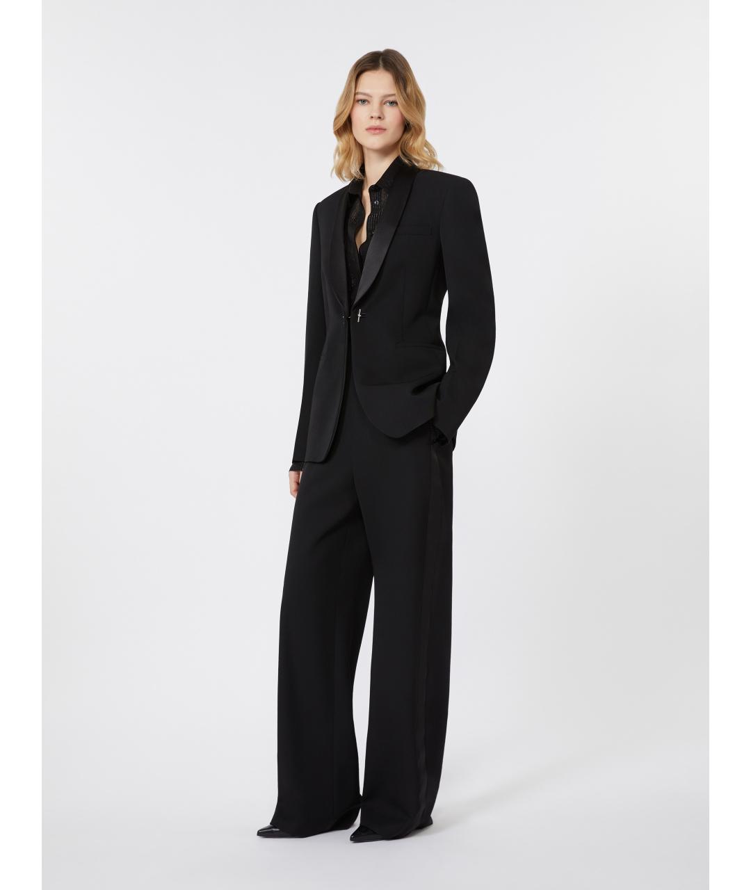 MAX MARA Черные шерстяные прямые брюки, фото 2