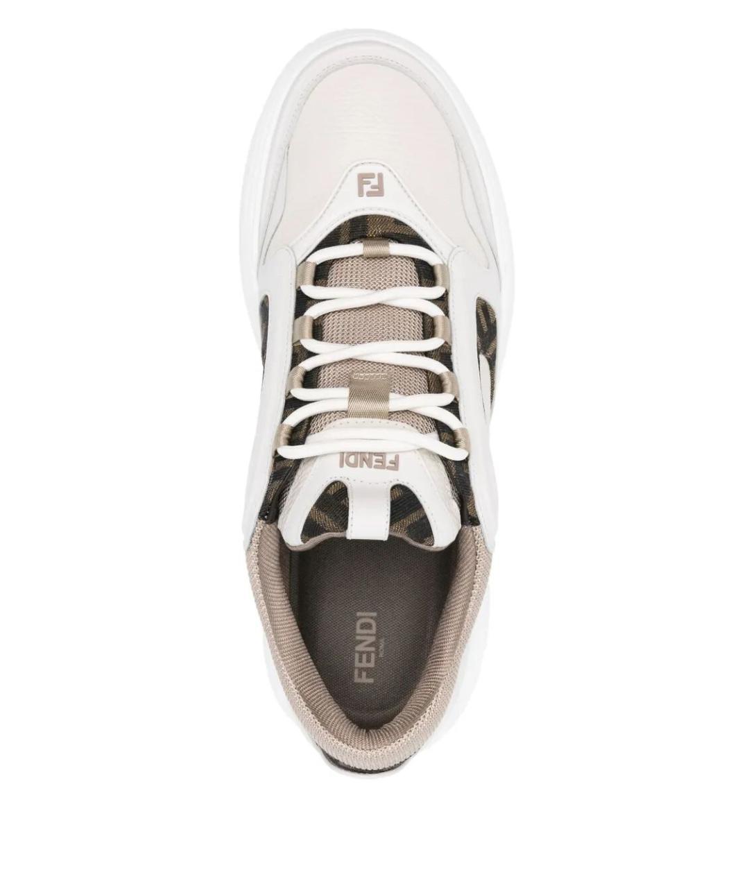 FENDI Белые кожаные низкие кроссовки / кеды, фото 4