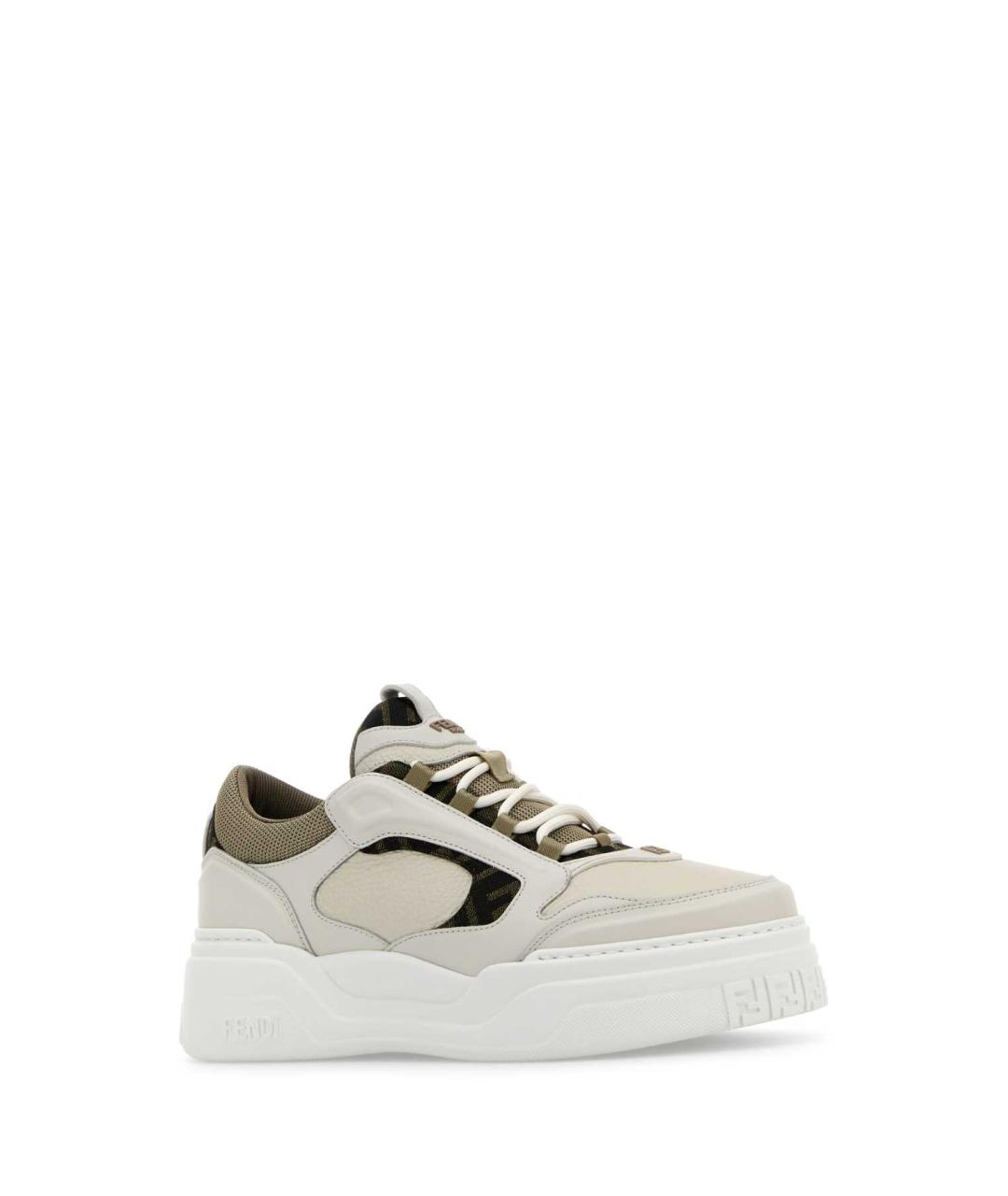 FENDI Белые кожаные низкие кроссовки / кеды, фото 2