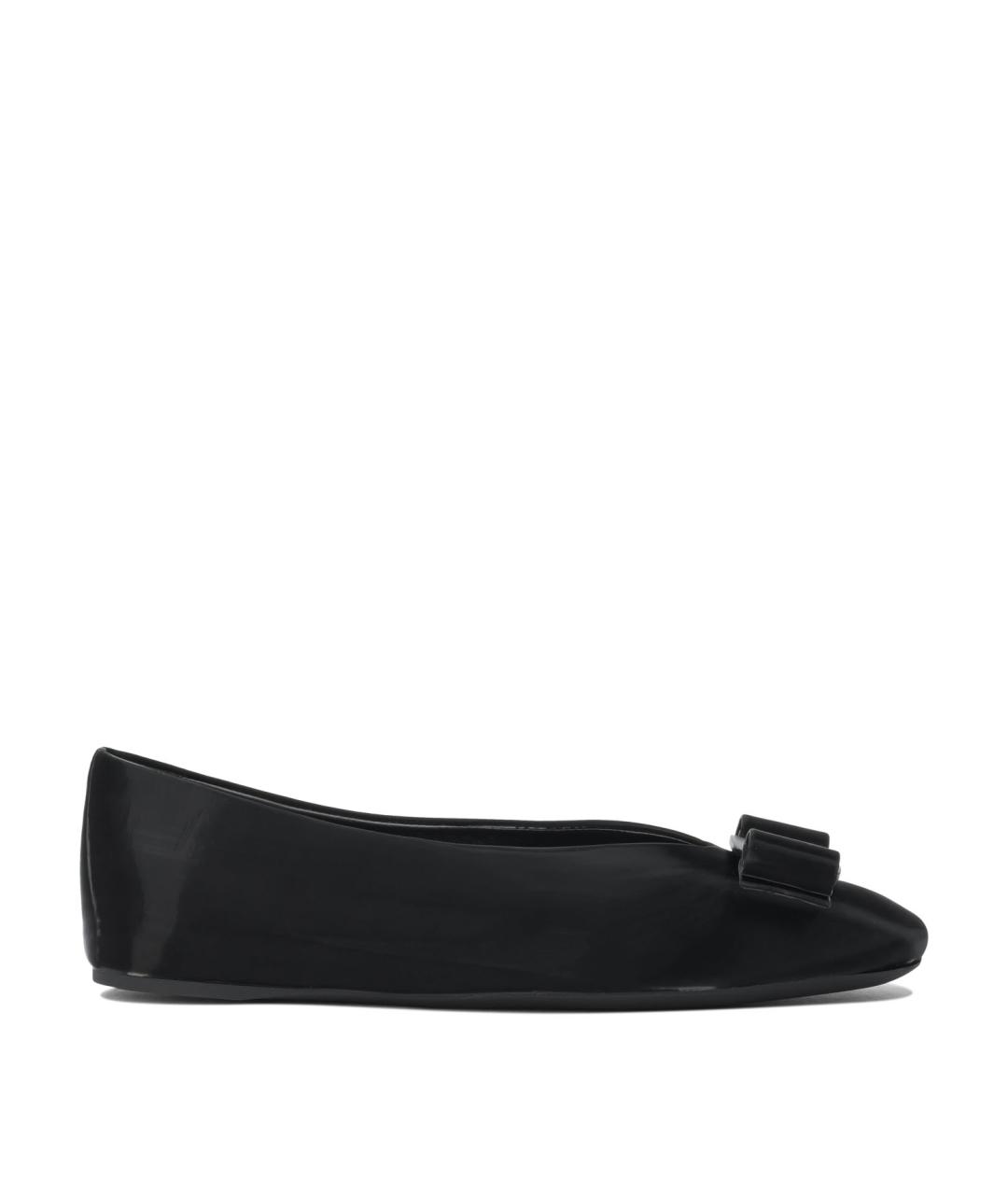FERRAGAMO Черные кожаные балетки, фото 1