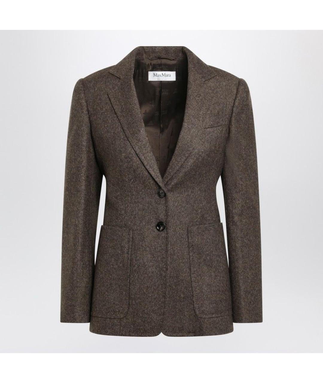 MAX MARA Коричневый шерстяной жакет/пиджак, фото 3