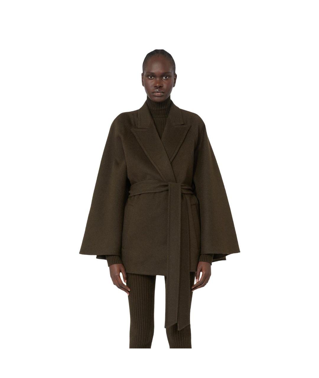 MAX MARA Зеленые атласное пальто, фото 2