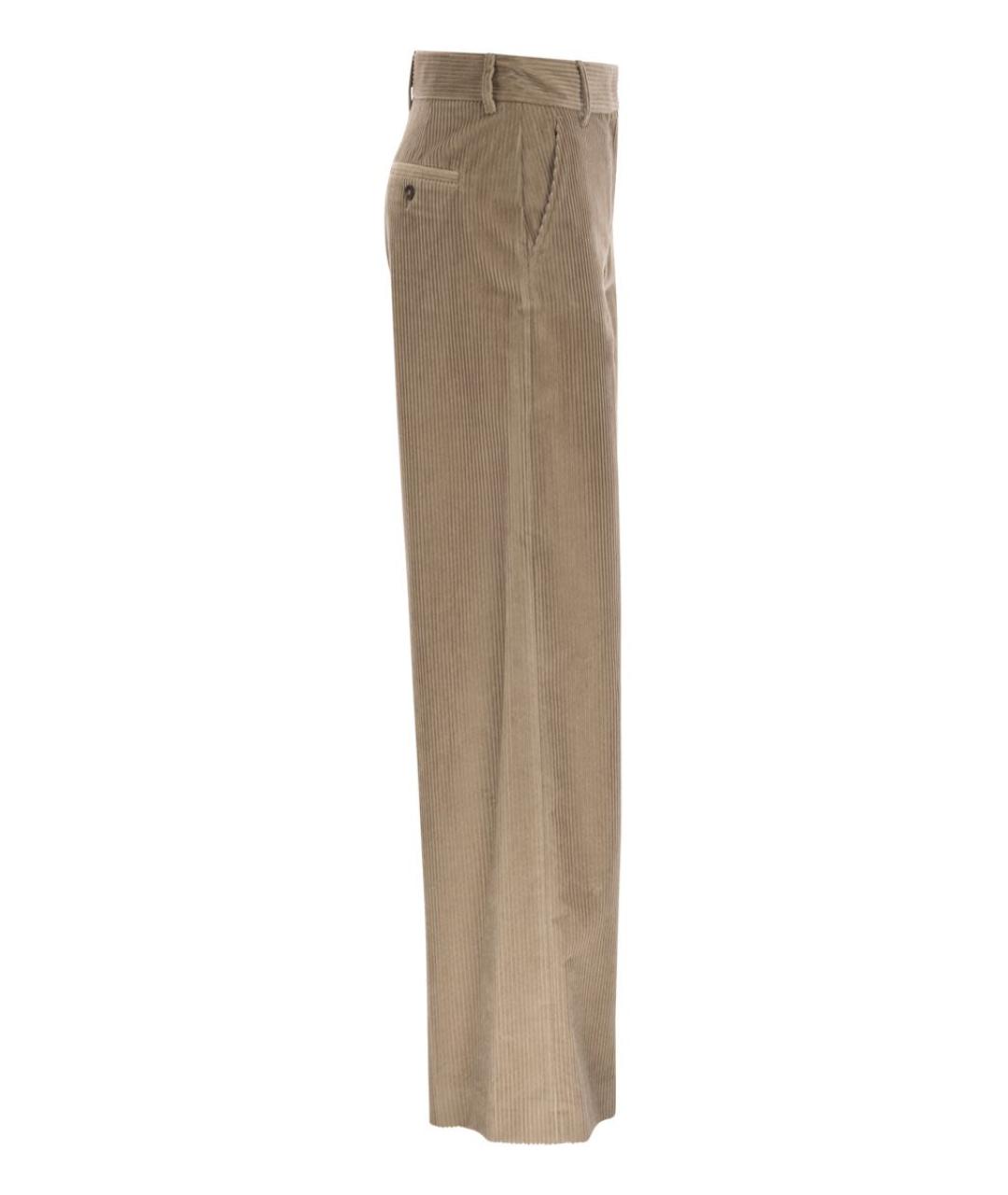 WEEKEND MAX MARA Бежевые хлопковые прямые брюки, фото 3
