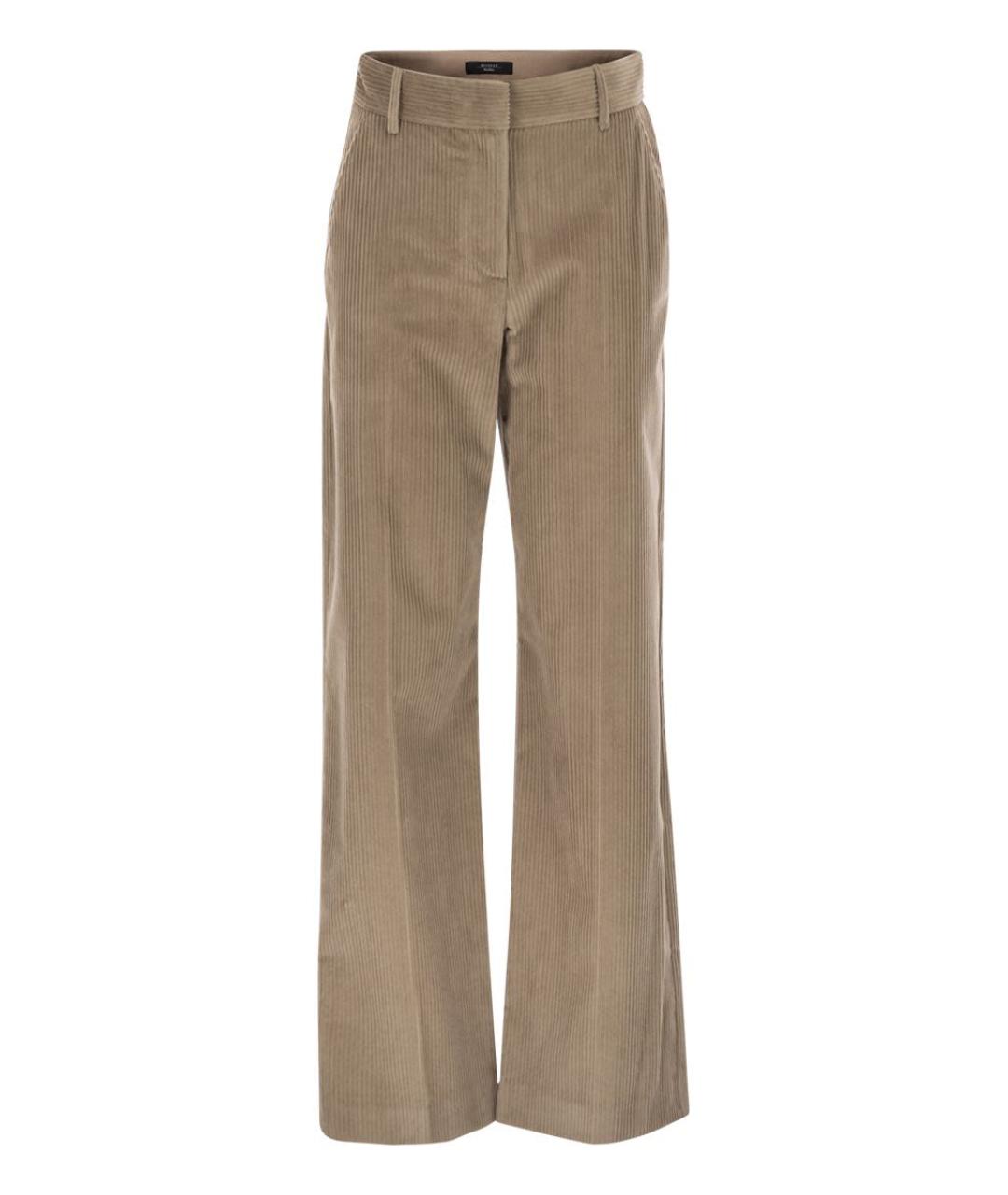 WEEKEND MAX MARA Бежевые хлопковые прямые брюки, фото 1