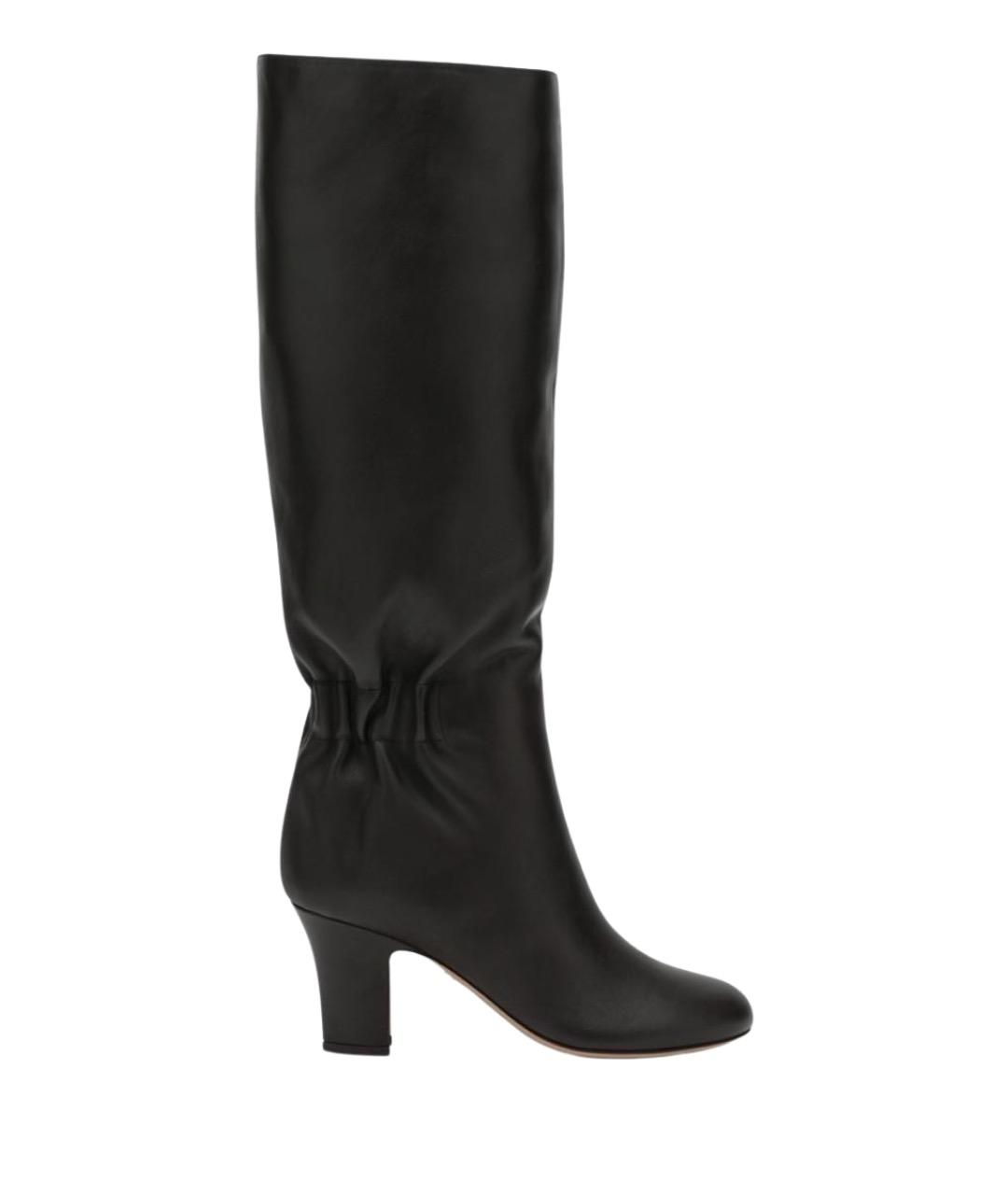 FERRAGAMO Черные кожаные сапоги, фото 1