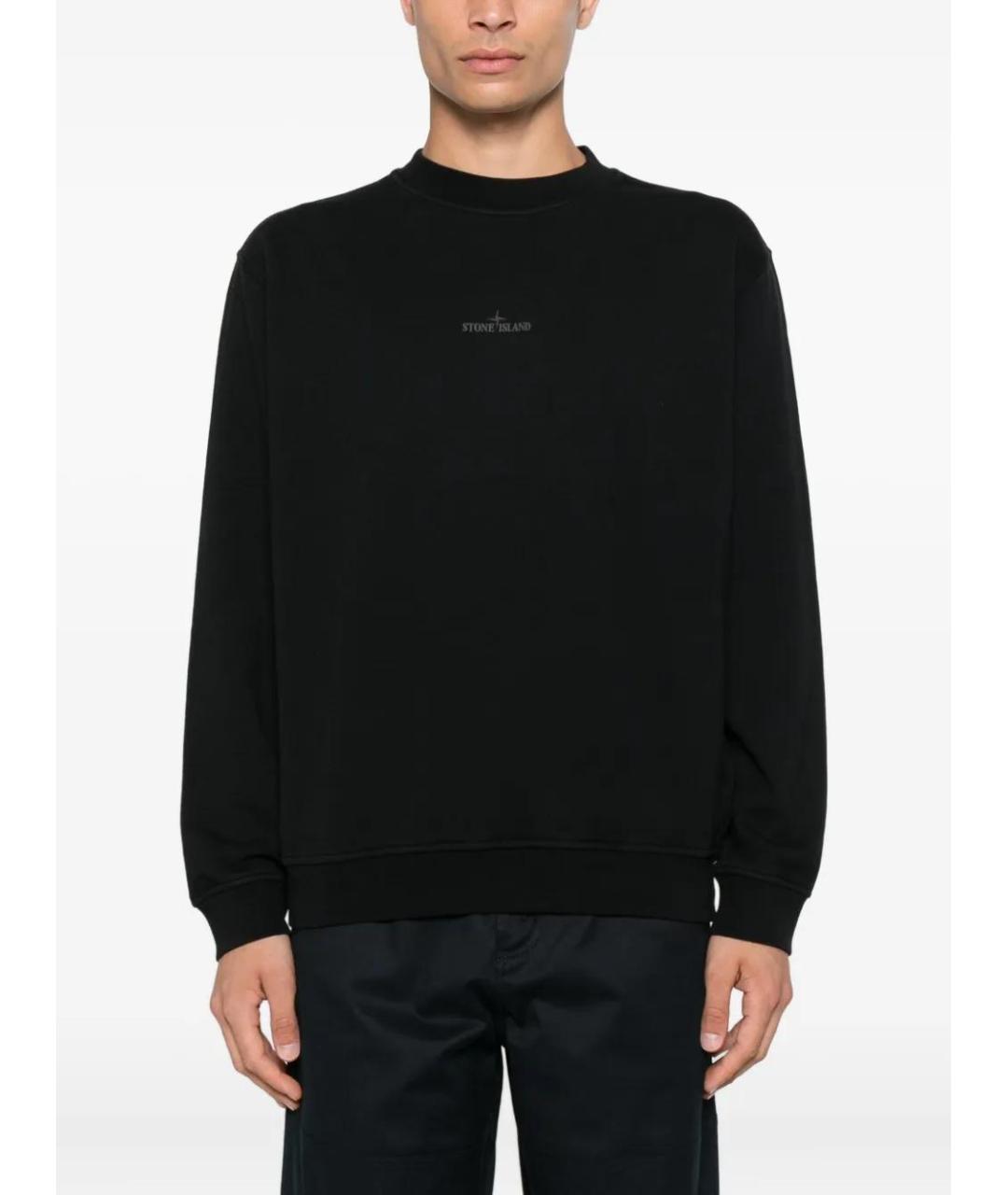 STONE ISLAND Черный хлопковый джемпер / свитер, фото 3