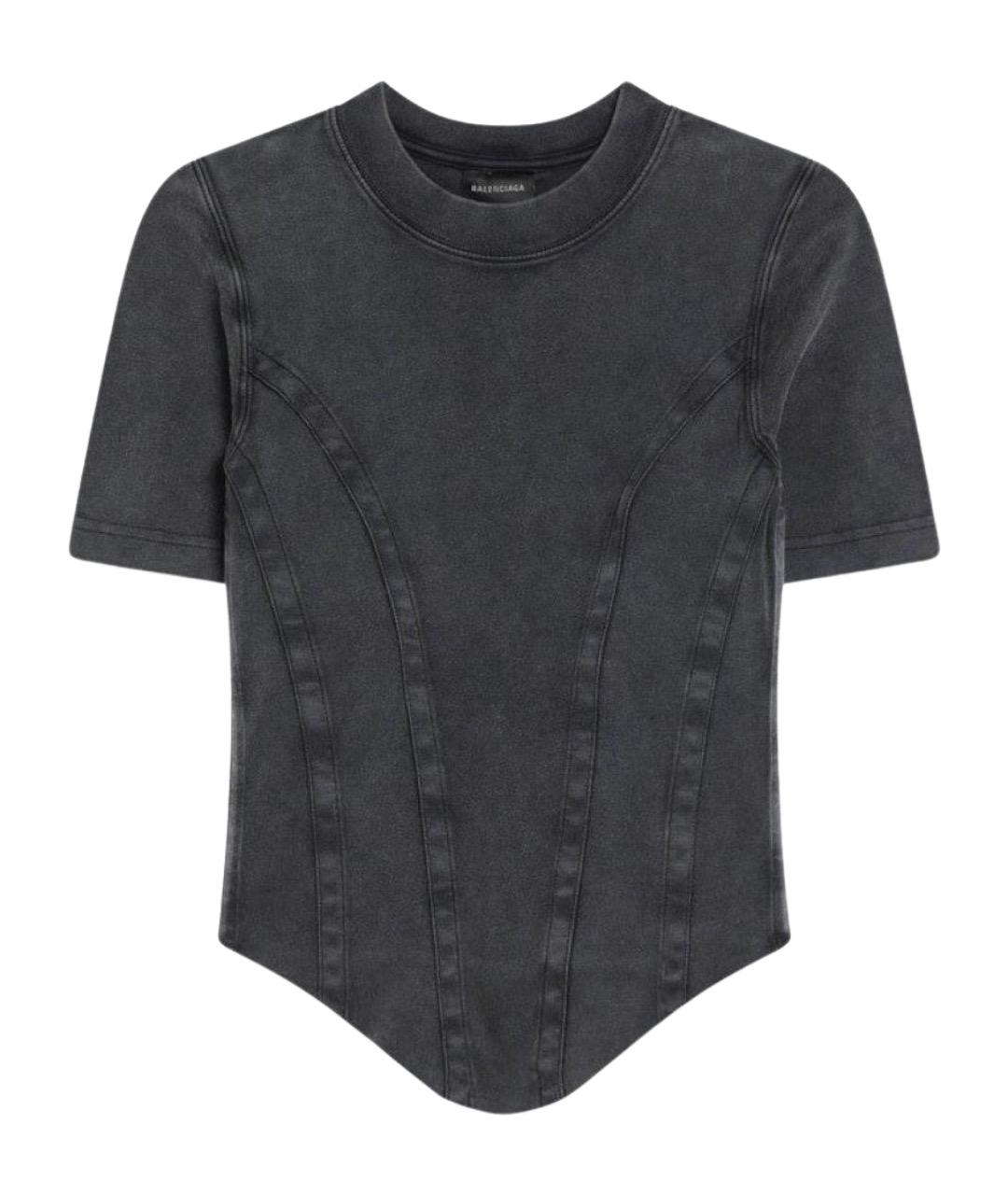 BALENCIAGA Черная хлопковая футболка, фото 1