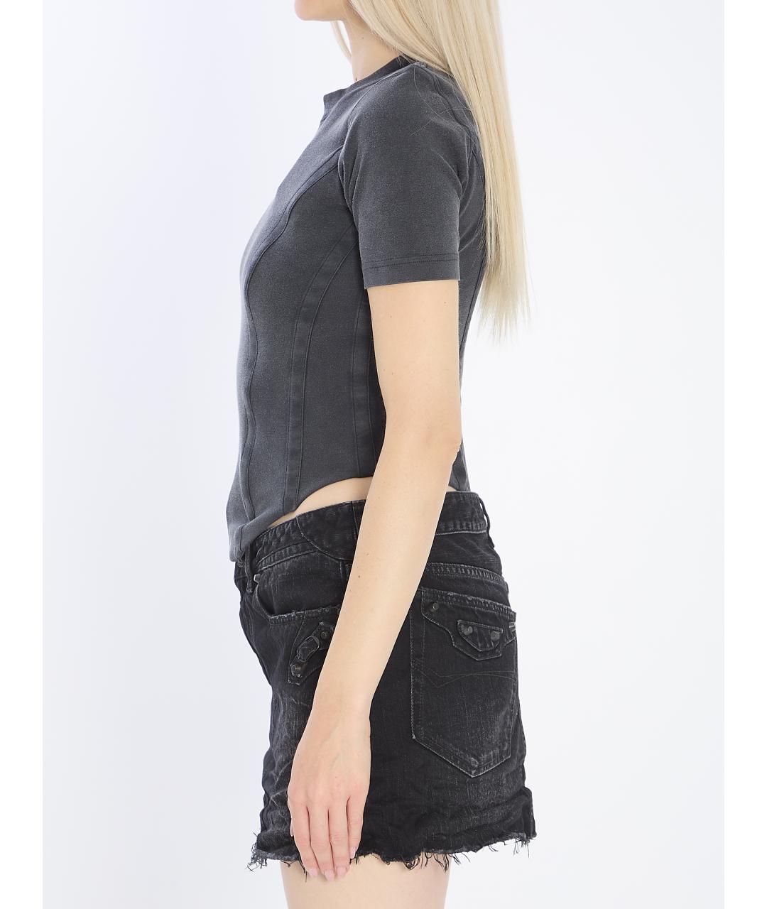 BALENCIAGA Черная хлопковая футболка, фото 3