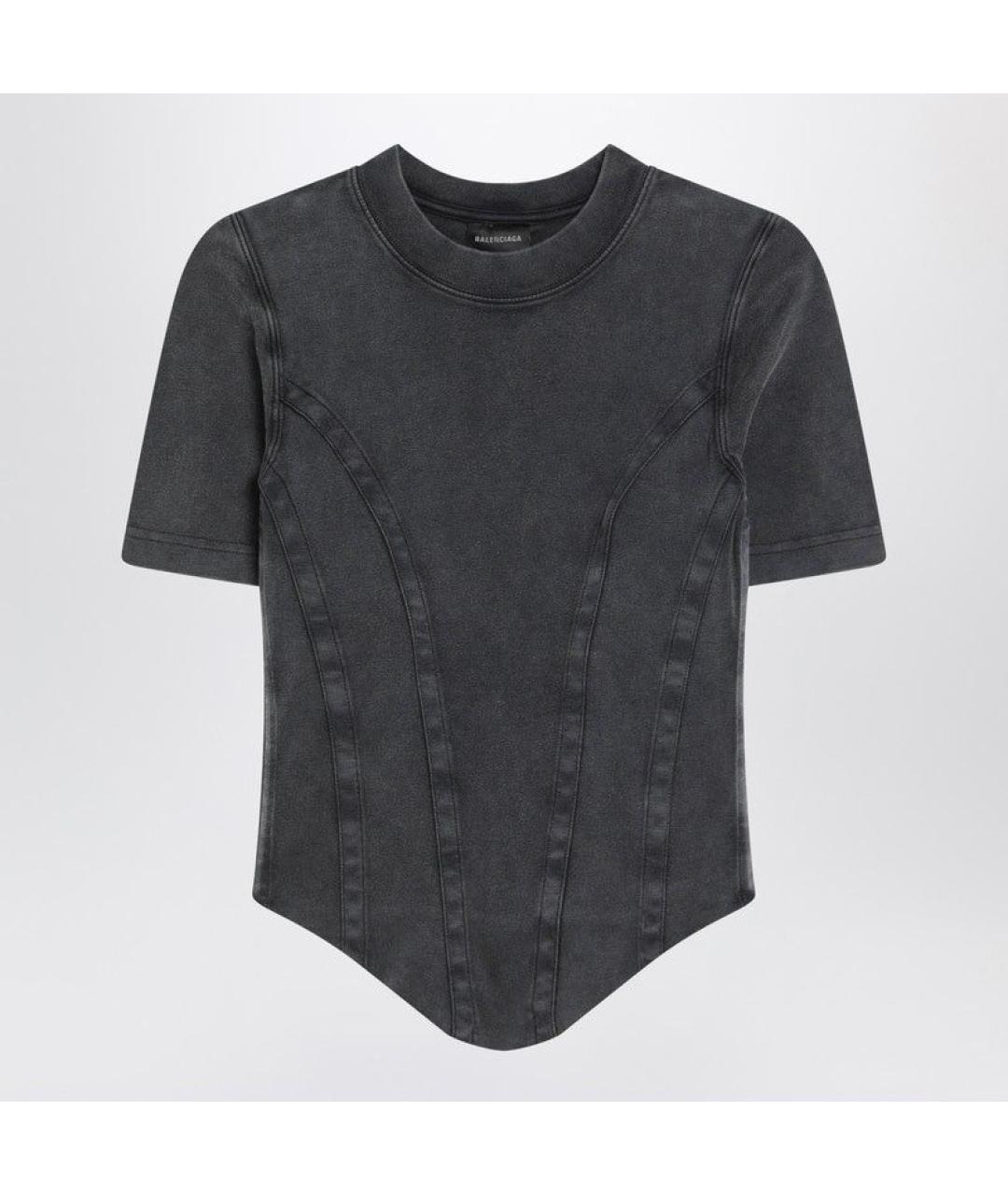 BALENCIAGA Черная хлопковая футболка, фото 5