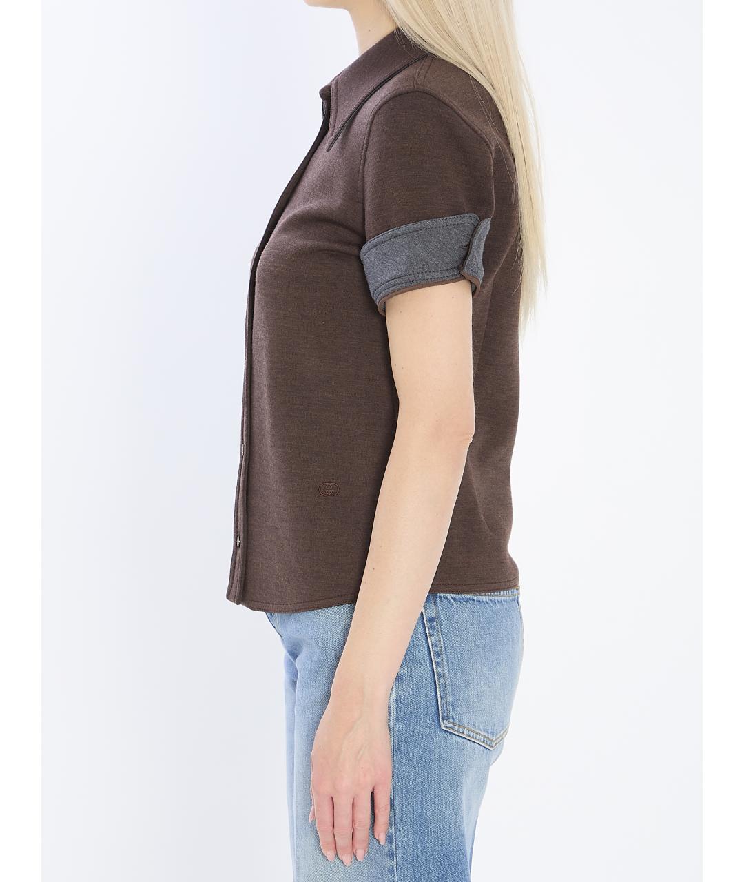 GUCCI Коричневая шерстяная рубашка, фото 4