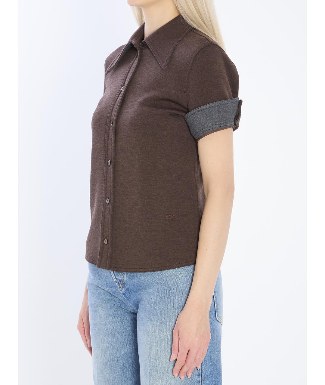 GUCCI Коричневая шерстяная рубашка, фото 3