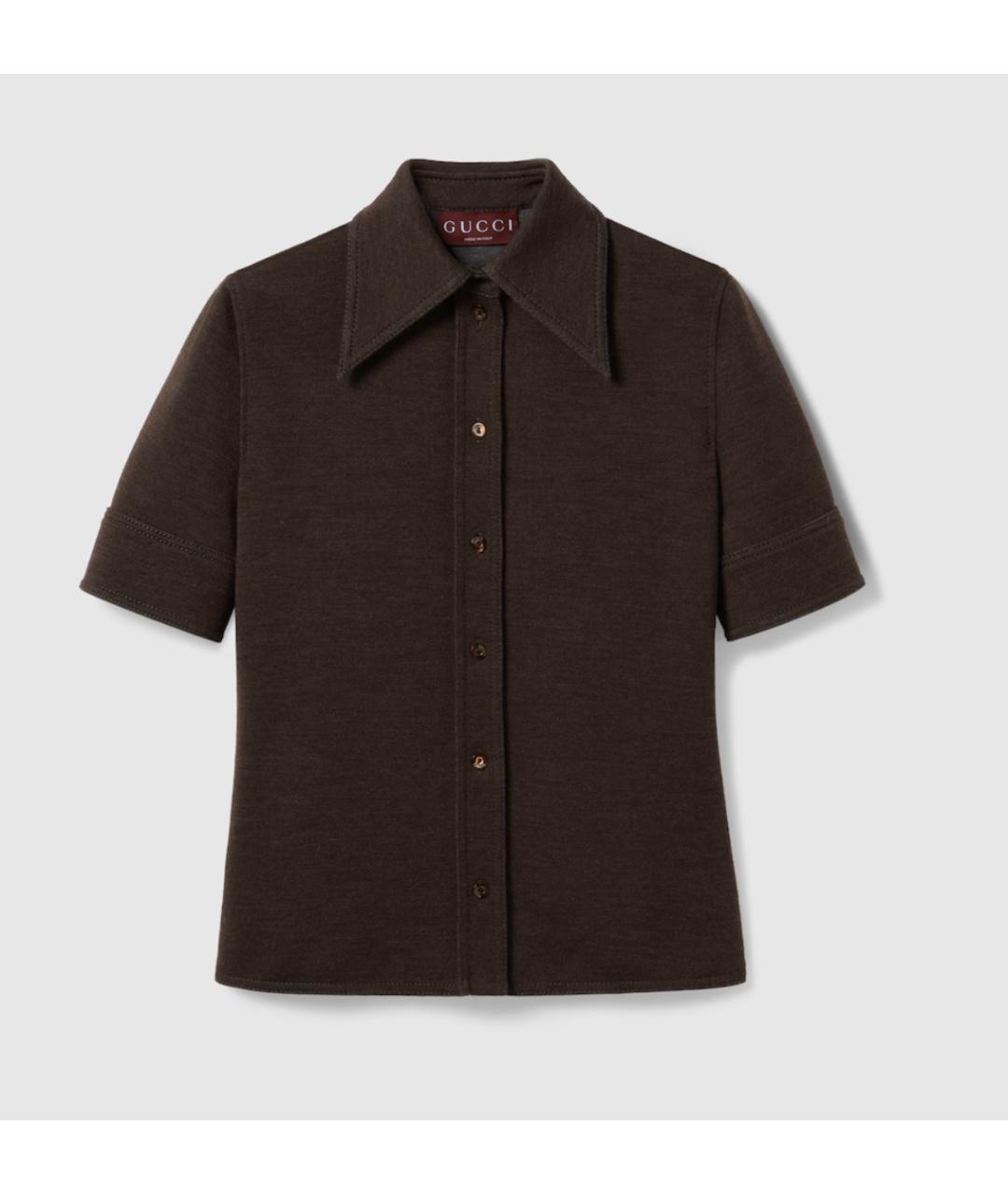 GUCCI Коричневая шерстяная рубашка, фото 7