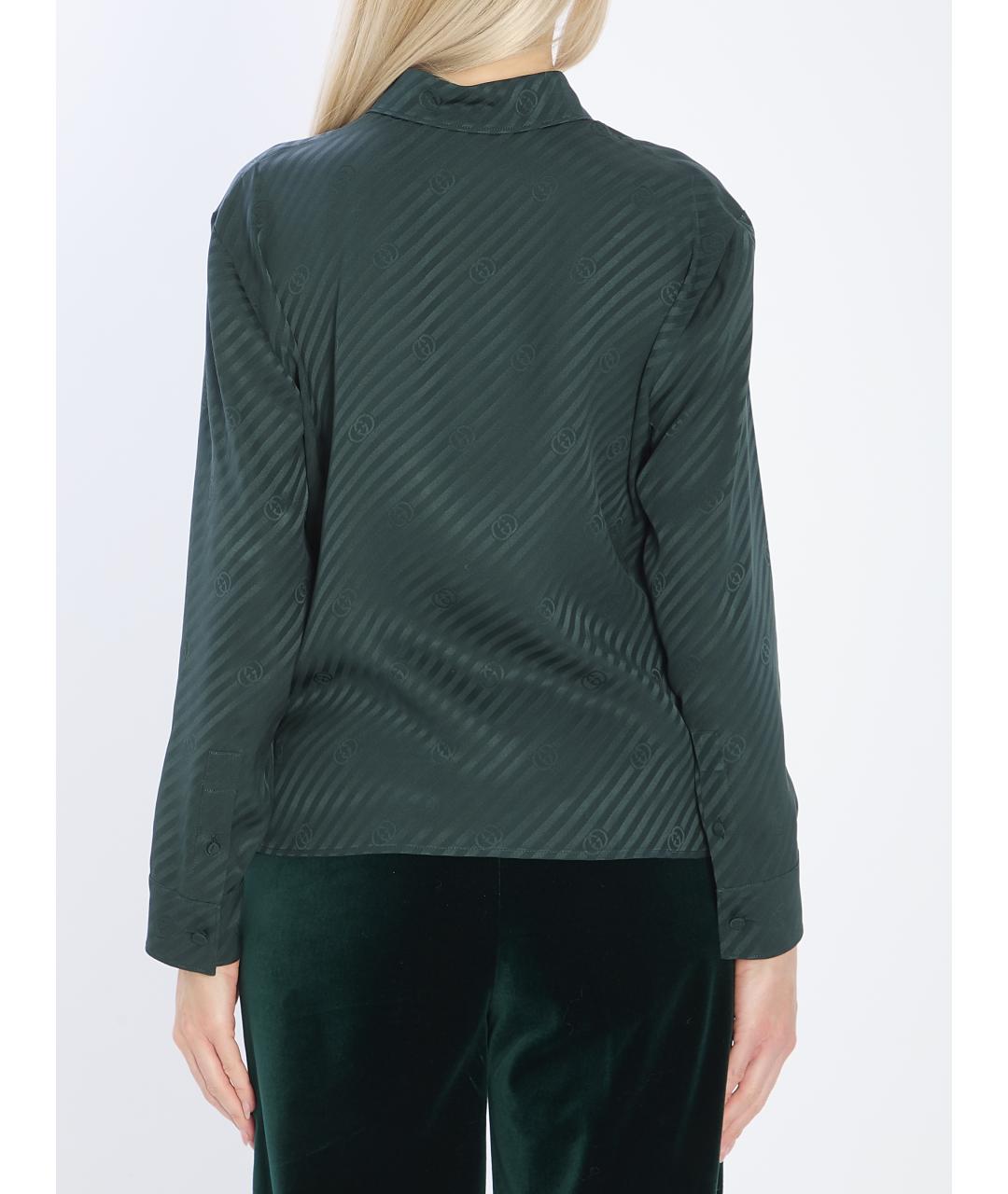 GUCCI Зеленая шелковая рубашка, фото 5