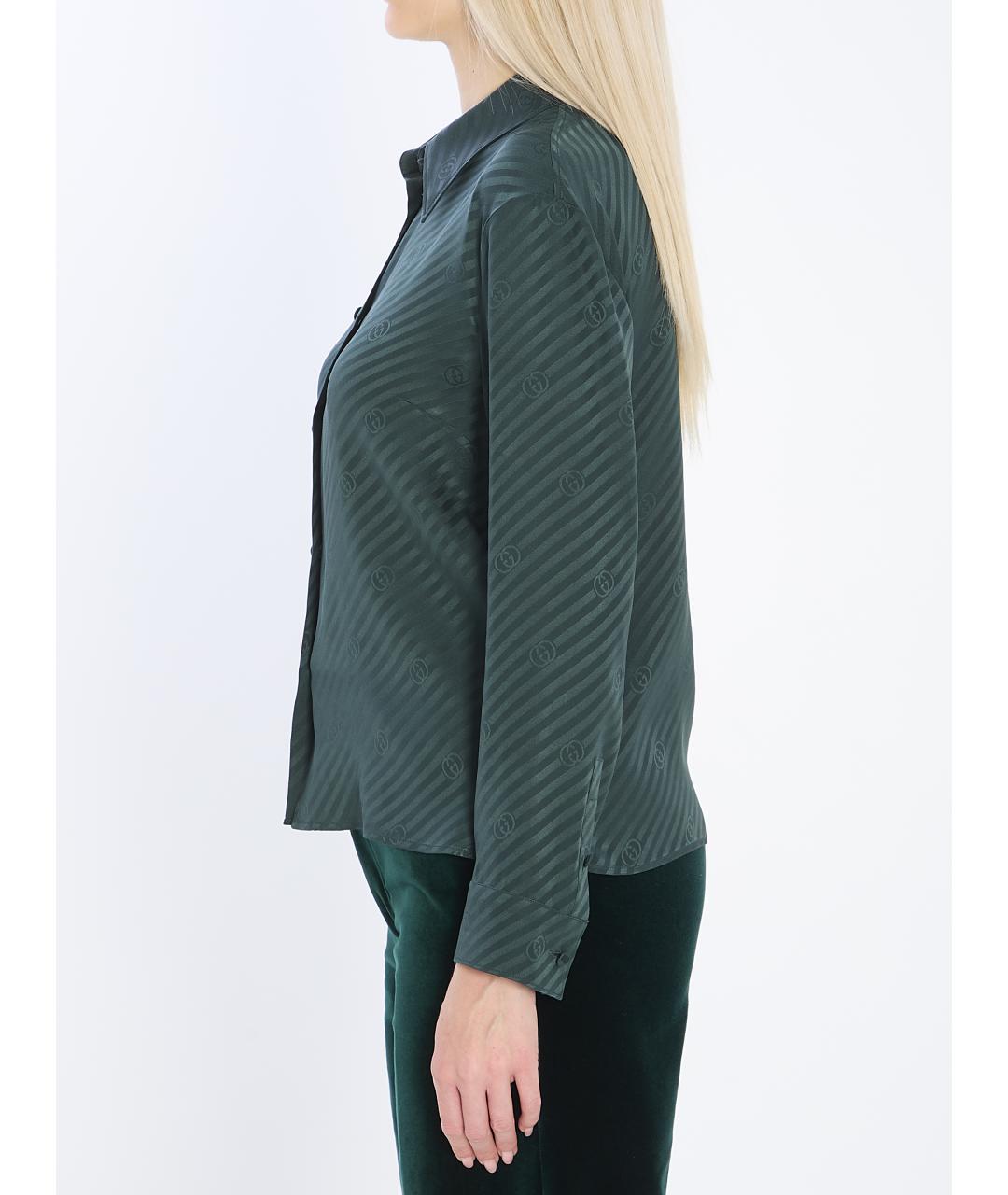 GUCCI Зеленая шелковая рубашка, фото 4