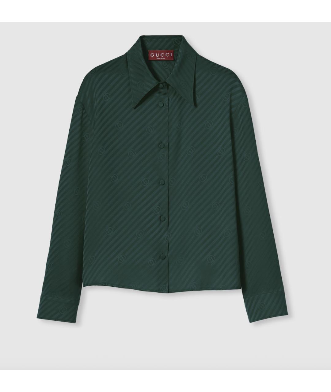 GUCCI Зеленая шелковая рубашка, фото 6