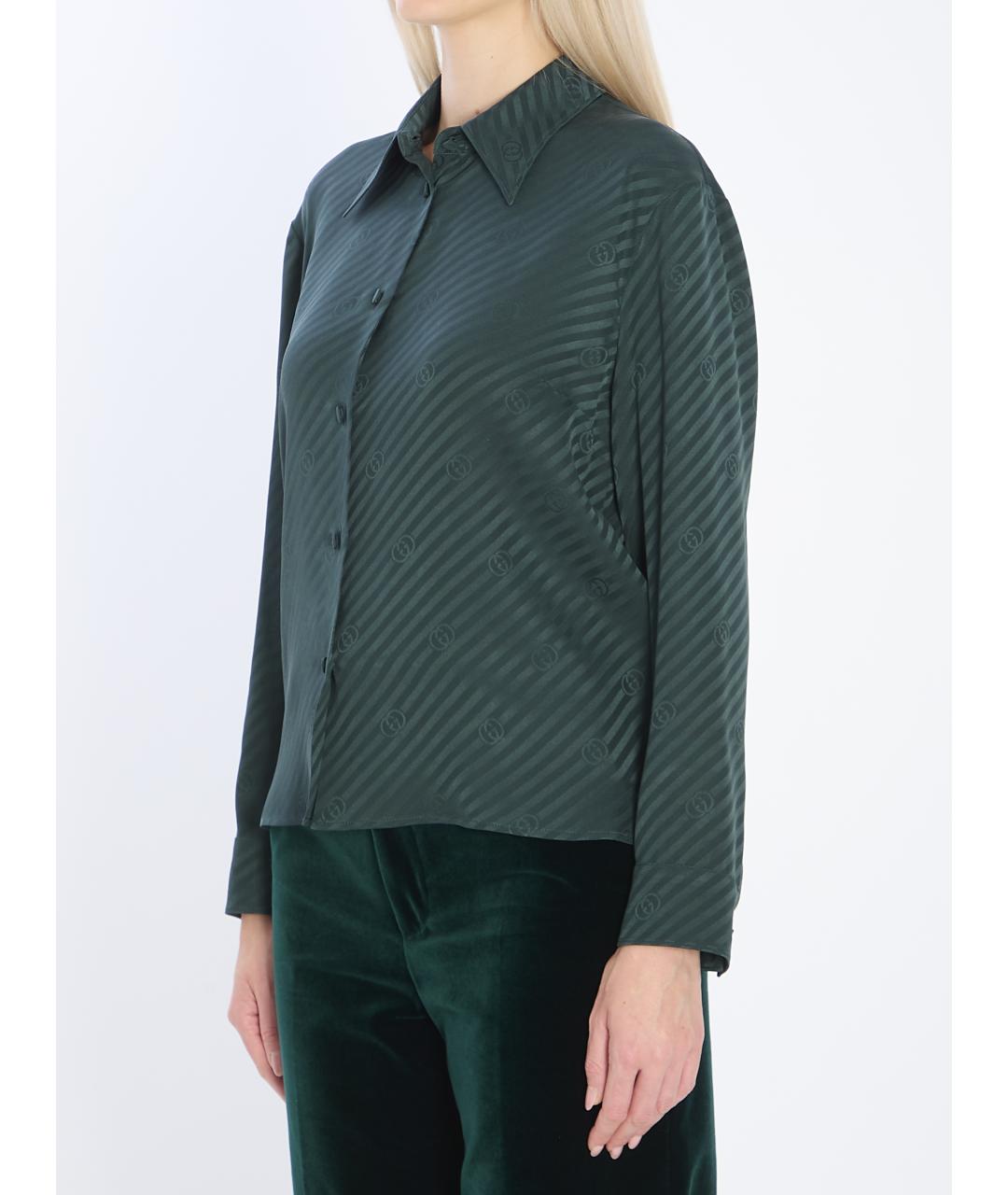 GUCCI Зеленая шелковая рубашка, фото 3