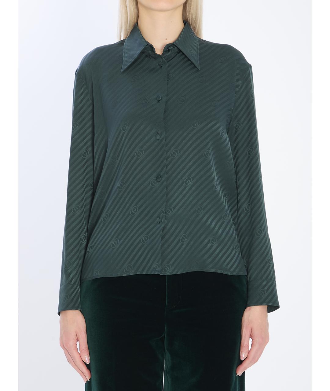 GUCCI Зеленая шелковая рубашка, фото 2