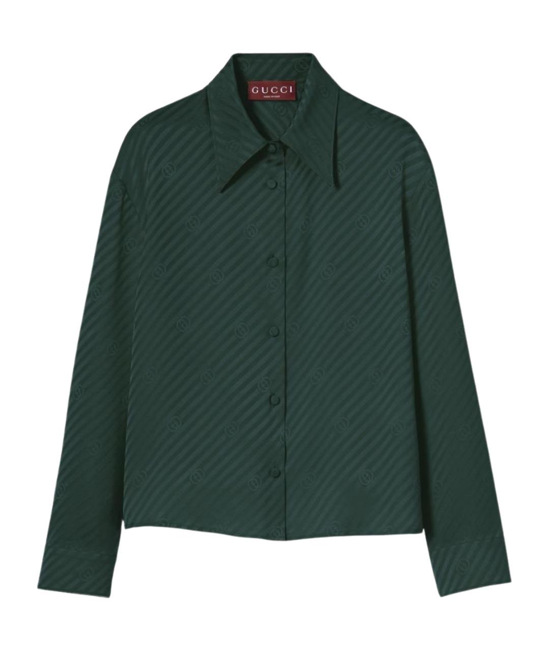 GUCCI Зеленая шелковая рубашка, фото 1